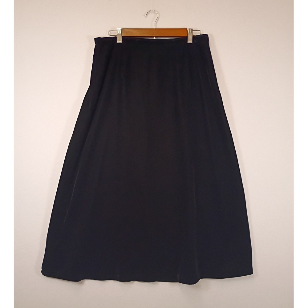Gothic Talbots Petites Womens 14P Black Velvet A-Line Maxi Skirt Side Zip